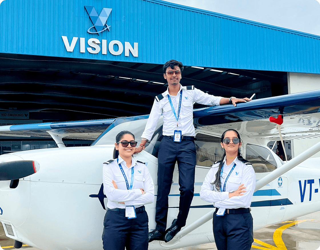 Pilot standing by aircraft
