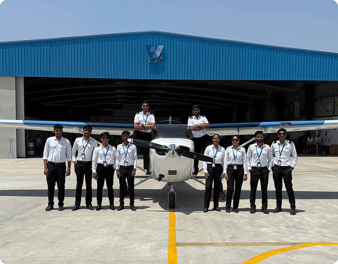 Pilot in helicopter cockpit